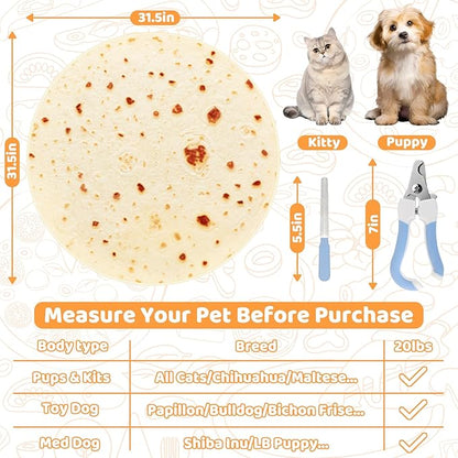31.5" Large Cat Grooming Wrap for Cutting Nails, Self-Stick Dog Cat Burrito Wrap with Nail Clippers Kit, Soft Tortilla Blanket Pet Tool Gifts for Multifunctional Care Medicine Anti-Escape