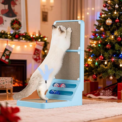 Goosheep Cat Scratching Board Kitten Scratching Ball Wall Scratchers for Indoor Cats L Shaped Cat Scratcher Cats with Scratcher Pads Blue