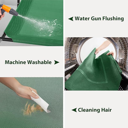 Cooling Elevated Dog Bed for Large Dogs – Waterproof Raised Dog Cot with Slope Headrest, Breathable Teslin Mesh, Durable & Portable Pet Bed for Indoor and Outdoor Use, Grey