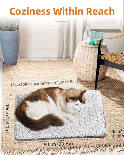 Papettly 2-Pack Self Warming Cat Bed - 24 x 18 in - Machine Washable Cat Heating Pad - 3cm/1.18in Thickened Pet Heating Pad for Cats & Dogs