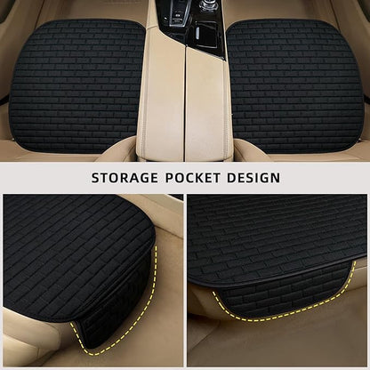 Car Seat Covers Front Seats,2 Pack Seat Covers for Cars Truck SUV,Front Seat Covers with Storage Pocket,Bottom Auto Seat Cushion Pad Mat for Most Vehicles-Black,Front 2 Pcs