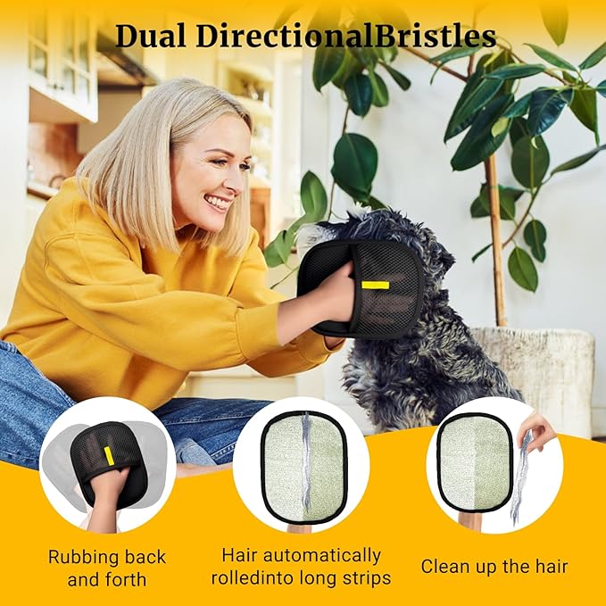 3Pack 2026-Upgraded Pet Hair Removal Glove for Dogs & Cats, Reusable Electrostatic Pet Hair Remover Glove for Couch, Furniture, Carpet & Car Seat, Best Grooming Gloves for Pets Hair Removal & Massage