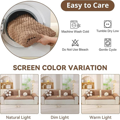 OstepDecor Washable Couch Cover for Dogs, Thick Pet Friendly Sofa Covers, Soft Couch Protector, Paw Cart Sofa Slipcovers, Cushion Protector for Leather, Sectional, Loveseat (27.6" x 70.9", Brown)