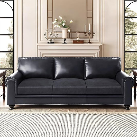 ANARACHON Leather Look Couch Cushion Covers Sofa Seat Slipcovers Sets Couches Furniture Protector for Sectional Armchair Loveseat Pets Kids Stretch Spandex Fabric (3 Cushion Sofa, Dark Grey)