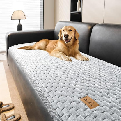 Couch Covers for Dogs Washable, Velvet Dog Couch Cover Protector, Fuzzy Plush Pet Sofa Cover for 3 Cushion Couch, Sofa Covers for Pets(1PC,Light Grey,27.6"x82.7",3 Seater Sofa Pad Cover)