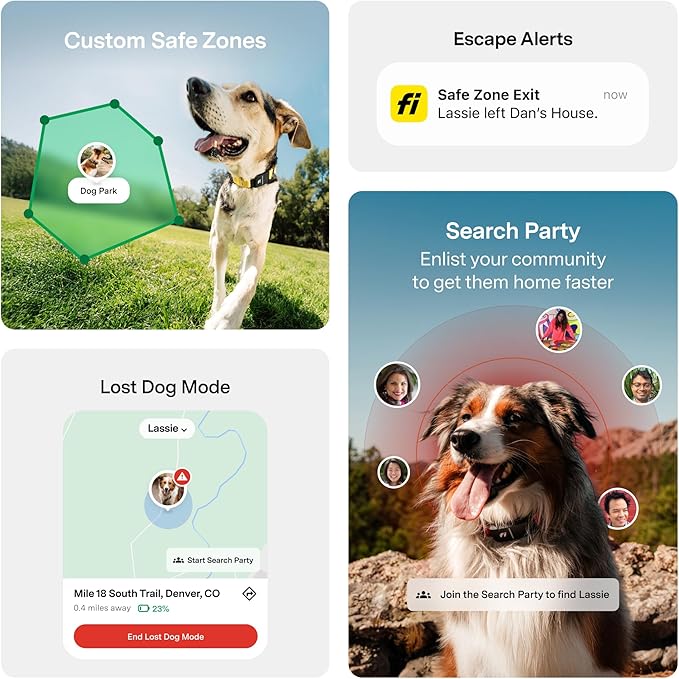 Fi New Series 3+ Smart Dog Tracker Collar [6 Month Membership Included] GPS Tracker for Dogs with Health & Behavior Monitoring, Escape Alerts, Waterproof, LED, Apple Watch Compatible (Pink, X-Small)