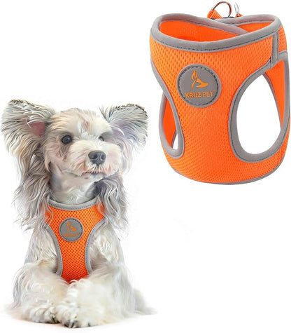 Kruz Dog Harness (Chest 13.5"-14.5", Weight 4–6 lbs) Athletica Adjustable Heavy Duty No Choke Puppy Vest for Small Dogs Lightweight Air Mesh, Reflective, Puppy Essentials – Orange, X-Small