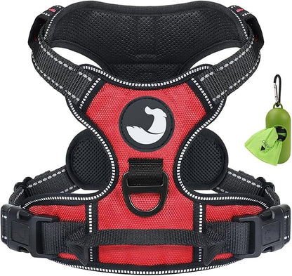 Joytale No Pull Dog Harness for Extra Large Dogs, Reflective Pet Vest with Front Clip, Adjustable Soft Padded Harnesses with Easy Control Handle for Training and Walking, Red, XL