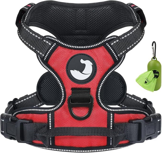 Joytale No Pull Dog Harness for Small Dogs, Reflective Pet Vest with Front Clip, Adjustable Soft Padded Harnesses with Easy Control Handle for Training and Walking, Red, S