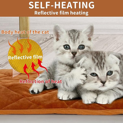 NAMOTEK Self-Warming Cat Bed Indoor/Outdoor Super Soft Self Heating Pet Mat Washable Thermal Pad for Cat & Dog 21x16 inch