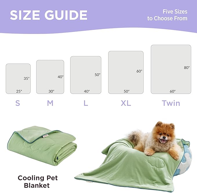 LE SURE Premium Cooling Blankets for Large Dogs - Washable Dog Cooling Throw Blanket with Q-MAX>0.4，Durable Self Cooling Pet Mat for Cat, Soft Cooling Summer Blanket for Hot Weather, Green, 40x50