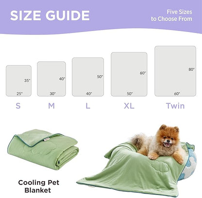 LE SURE Premium Cooling Blankets for Extra Large Dogs - Washable Dog Cooling Throw Blanket with Q-MAX>0.4，Durable Self Cooling Pet Mat for Cat, Cooling Summer Blanket for Hot Weather, Green, 50x60