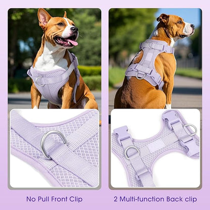 Wisedog Dog Harness Medium Sized, Pet Vest with Front Clip, Adjustable Puppy Harness with 3 Fast Release Buckles[Easy to Put on & Take Off] (Lilac, XS)