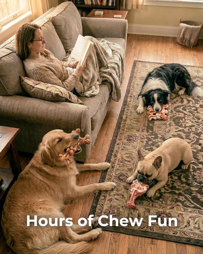 3 Pack Dog Toys for Aggressive Chewers - Tough Durable Nylon Chew Toys Bacon Flavored for Large Dogs 20-90lbs