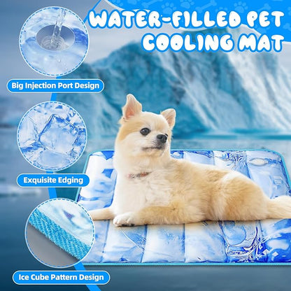 Chunful 4 Pack Dog Cooling Mat Water Injection Pet Cooling Mat for Dogs Cats with Storage Bags Washable and Foldable Pet Pad Summer for Small Medium Large Breeds of Doggy Bed Sofa Floor Car Seat(L)