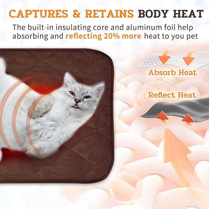 NWK Fluffy Self Warming Cat Mat, Cat Blanket, Thermal Dog Mat, Washable, Non-Slip Bottom for Sofa & Crate & Kennel & Car Seat (Coffee Brown, Medium (28'' X 19'' X 0.4''))