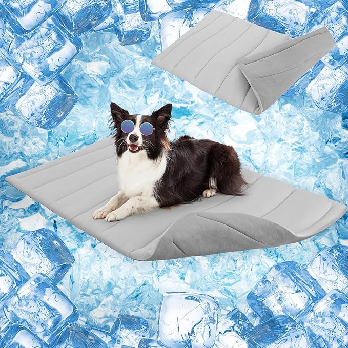 SCENEREAL Dog Cooling Mat for Crate, Thicken Self-Cooling Dog Pad Reversible (Cool & Warm), 36"x23" Pet Cool Bed for M Large XL Dogs,Kennel Sofa Mats Machine Washable, Durable Non-Toxic Gel, Outdoor
