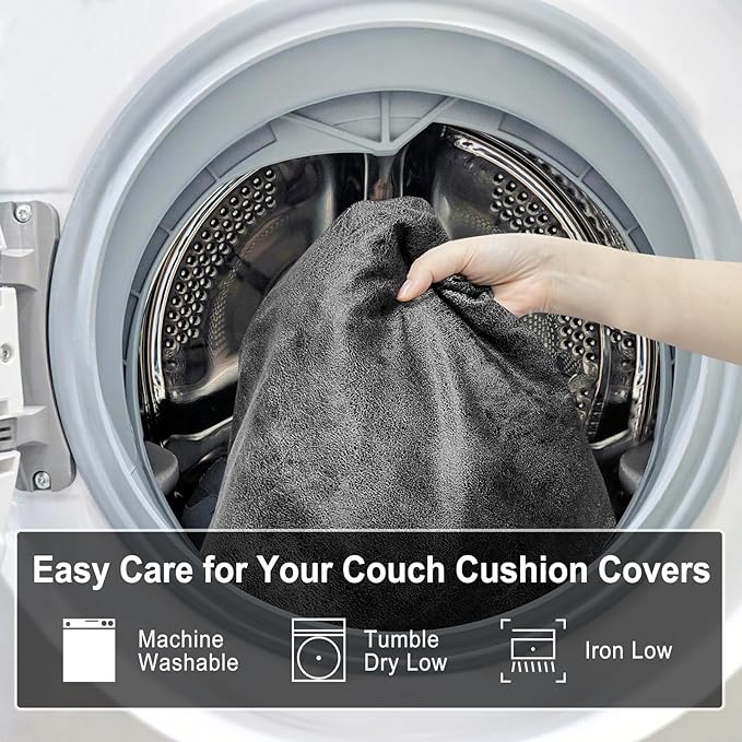 ANARACHON Leather Look Couch Cushion Covers Sofa Seat Slipcovers Sets Couches Furniture Protector for Sectional Armchair Loveseat Pets Kids Stretch Spandex Fabric (1 Cushion Sofa, Dark Grey)