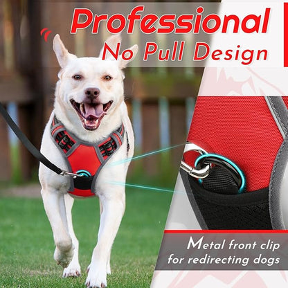 Eagloo Dog Harness Small Sized Dog, No Pull Service Vest with Reflective Strips and Control Handle, Adjustable and Comfortable for Easy Walking, No Choke Pet Harness with 2 Metal Rings, Red, S