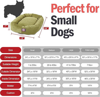 Majestic Pet 24 Inch Micro Velvet Calming Dog Bed Washable – Cozy Soft Round Dog Bed with Spine for Head Support - Fluffy Donut Puppy Mat 24x19x7 (Inch) Small – Apple (2025)