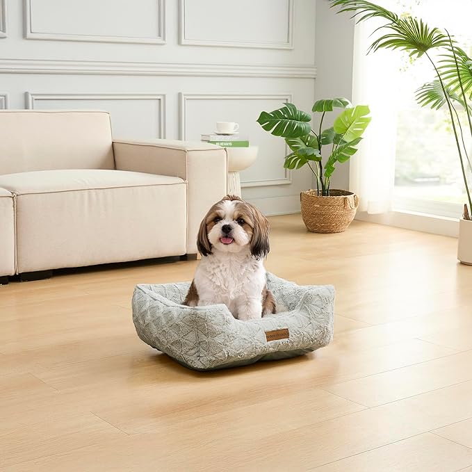 Modern Threads Ultra Soft Plush Pet Bed for Small and Medium Dogs with Elegant Texture and Stylish Design, Removable Washable Cover, Grey, (24" L x 20" W x 8" Th)
