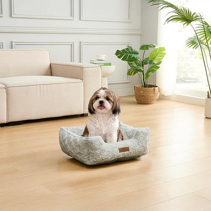 Modern Threads Ultra Soft Plush Pet Bed for Small and Medium Dogs with Elegant Texture and Stylish Design, Removable Washable Cover, Grey, (24" L x 20" W x 8" Th)