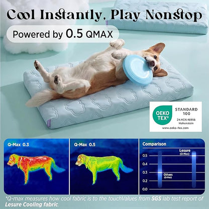 LE SURE Cooling Dog Bed Medium Size Dog, Q-Max>0.5 Cooling Mat with Removable Washable Cover, Breathable Orthopedic Egg Crate Foam Summer Pad for Active/Long-Haired/Senior Pets/Cats/Puppy, 29x18 Inch