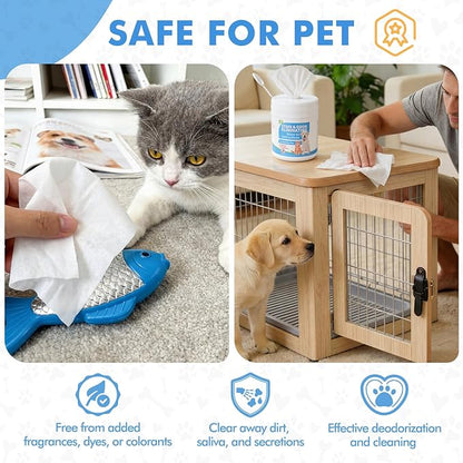 320 Count Litter Box Scrubbing Wipes, Unscented Cleaner & Deodorizer Canister Wipes, Pet Urine Floor Cleaner Wipe for Litter Box Kennels Pet Grooming Cleaning Supplies