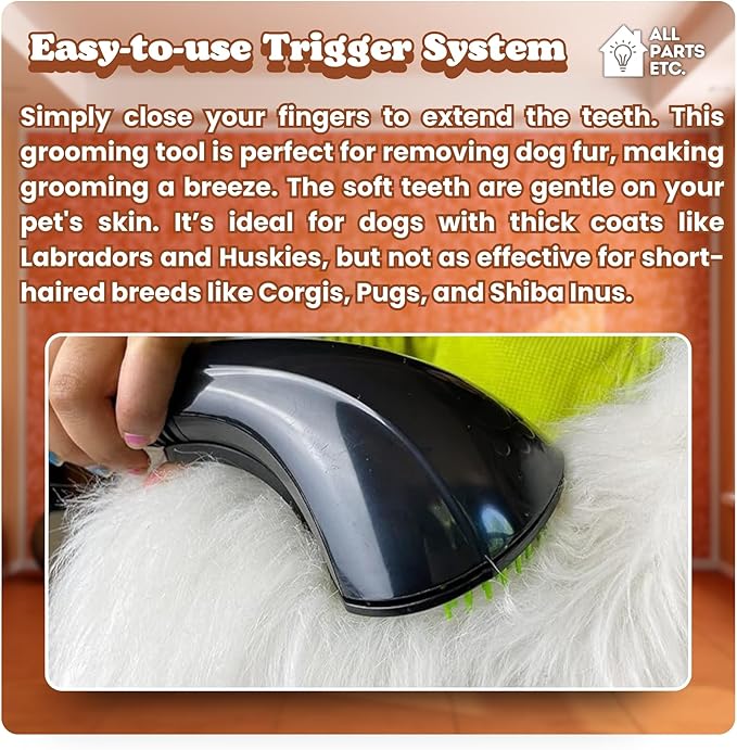 Vacuum Pet Hair Attachment, 1.25” Brush for Dog Deshedding, Pet Grooming & Massage Tool, Compatible with Shop-Vac, Hoover, Shark, Miele, Bissell and More – 2 Adapters 1-3/8" & 1-1/2"
