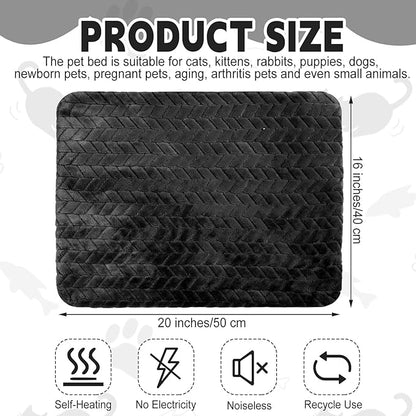 Drydiet 4 Pack Self Warming Cat Bed Mat Self Heating Pad for Dog Extra Warm Winter Pet Pad Washable Thermal Pads Mats for Pets Indoor Outdoor(Black,16 x 20 Inch)