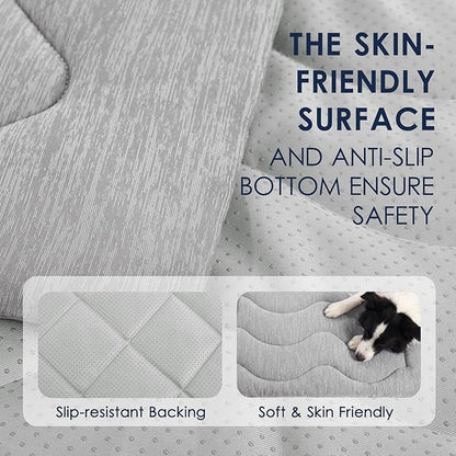 ASENKU Dog Cooling Mat, Portable & Durable Cooling Mat for Dogs, Summer Anti-Slip Breathable Cooling Bed for Small-Medium Dogs up to 35 lbs (French Bulldog, Beagle, Corgi), 32x20 inches, Grey Diamond