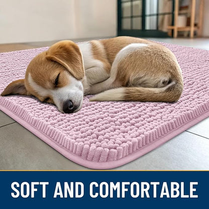 Smiry Dog Door Mat for Muddy Paws 71x46, Absorbs Moisture and Dirt Doormat, Non-Slip Washable Quick Dry Chenille Front Door Mat Indoor Entrance, Entryway Carpet for Inside Floor, Dusty Rose