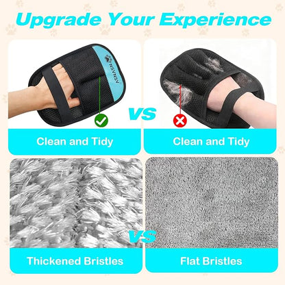 NSVNSV Pet Hair Removal Glove for Dog and Cat, Reusable Pet Hair Remover, Magic Brush Pet Hair Removal Tool, Pet Grooming Gloves for Couch, Clothing, Carpet, Furniture, Car Seats, Blue, 1pcs