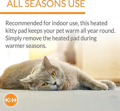 K&H Pet Products Thermo-Kitty Bed Deluxe Heated Cat Bed for Large Kitties - Indoor Heated Pet Bed for Dogs & Cats, Covered Cave Pet Tent, Machine Washable, Safety Listed - Large 20in Tan/Leopard