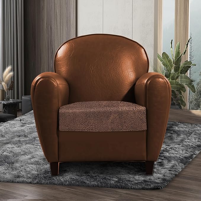ANARACHON Leather Look Couch Cushion Covers Sofa Seat Slipcovers Sets Couches Furniture Protector for Sectional Armchair Loveseat Pets Kids Stretch Spandex Fabric (1 Cushion Armchair, Brown)