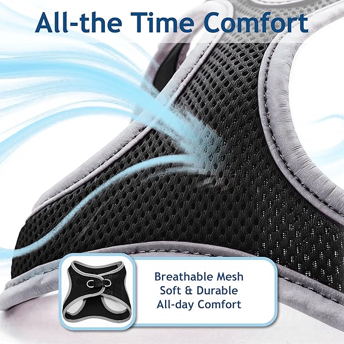 Kruz Dog Harness (Chest 13.5"-14", Weight 4–6 lbs) Athletica Adjustable Heavy Duty No Choke Puppy Vest for Small Dogs Lightweight Air Mesh, Reflective, Puppy Essentials – Black, X-Small