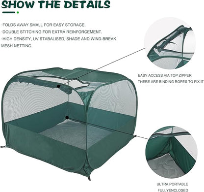 Foldable Portable Pet Playpen，Pop-Up Breathable Mesh Small Animal Cage with Transparent Walls & Bottom, Outdoor Indoor Small Animal Enclosures Tent for Lizards, Cats, Chickens, Rabbits (1M)