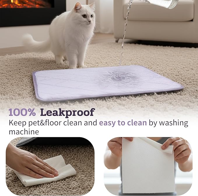 NWK Fluffy Self Warming Cat Mat, Cat Blanket, Thermal Dog Mat, Washable, Non-Slip Bottom for Sofa & Crate & Kennel & Car Seat (Purple, X-Large (45'' X 28'' X 0.4''))