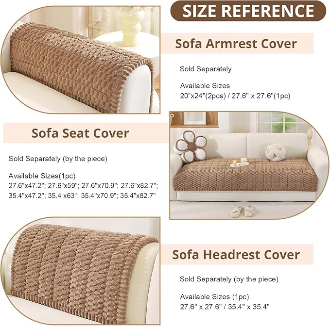 OstepDecor Washable Couch Cover for Dogs, Thick Pet Friendly Sofa Covers, Soft Couch Protector, Paw Cart Sofa Slipcovers, Cushion Protector for Leather, Sectional, Loveseat (35.4" x 70.9", Brown)