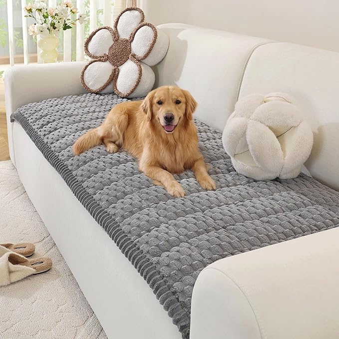 OstepDecor Washable Couch Cover for Dogs, Thick Pet Friendly Sofa Covers, Soft Couch Protector, Paw Cart Sofa Slipcovers, Cushion Protector for Leather, Sectional, Loveseat (27.6" x 59", Grey)