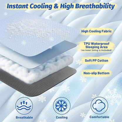WATANIYA PET Cooling Dog Bed, Washable Cooling Mat for Dogs with Removable Cover, Self Cooling Couch Cover for Dog, Non-Slip Dog Couch Bed, 35x31 Inch, Blue