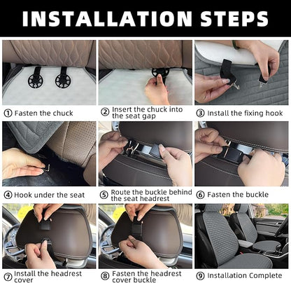 Linen Car Seat Covers Front Seat Covers - 2 PCS Durable & Non-Slip Breathable Cloth Fabric Car Seat Protector, Universal Fit for Most Automotive, Vans, SUVs, Trucks - Dark Gray