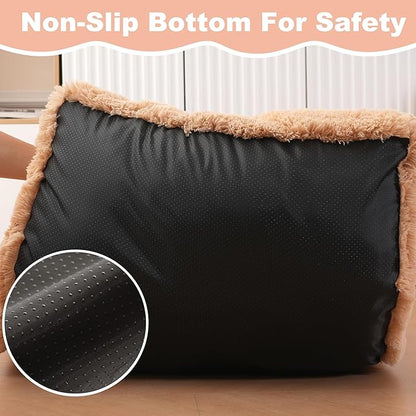 Bedfolks Waterproof Dog Crate Bed, Plush With Removable Washable Cover, Faux Fur Pad for Small Dogs and Cats, Fluffy Kennel 21"x13", Pink