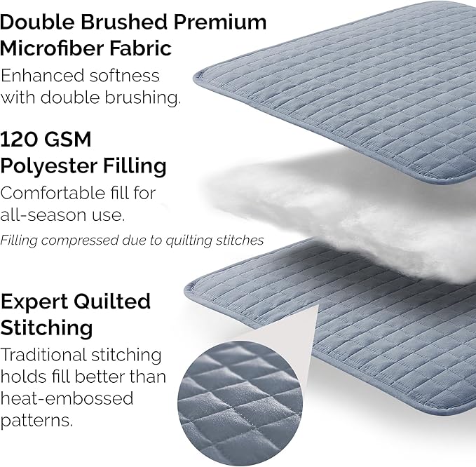 Southshore Fine Living, Inc. Twin Quilt Set, Quilted Blue Bedspread Twin/XL Quilt with Matching Pillow Sham, Soft Microfiber, Lightweight Coverlet Set, Easy Care, Machine Washable, Slate Blue