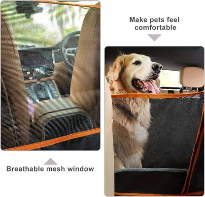 Dog Car Seat Cover for Back Seat with Mesh Window, 600D Heavy Duty Waterproof Hammock, Universal Fit for Cars and SUVs (Standard 56.5"x53")