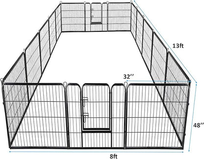 Giantex 48 inch Dog Fence with Door, 16/8 Panels Dog Playpen for Outside Large Dogs, Portable Pet Playpen Fencing Enclosures, Heavy Duty Metal Camping Fences for The Yard (16 Panels, 48 inch)