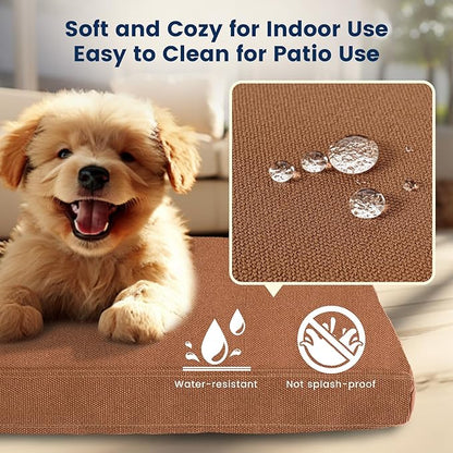 Miguel Durable Canvas Dog Bed for Small Pet Outdoor Dogs Pad 14 Ounce Canvas Waterproof Pet Pillow with Removable Washable Cover, 24 x 18 inch, Caramel