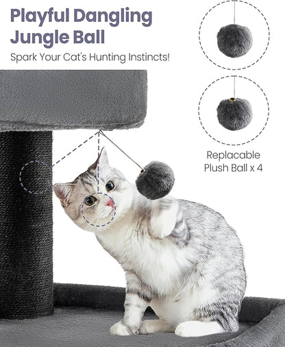 Cat Tree Tower for Large Cats Adult - 60 Inch XXL Sturdy Heavy Duty Extra Wide Scratching Posts (φ4.4in) Condo - Indoor Big Cat House Hammock Perch - XL Wood Multi Level Feline Pet Bed Trees Houses