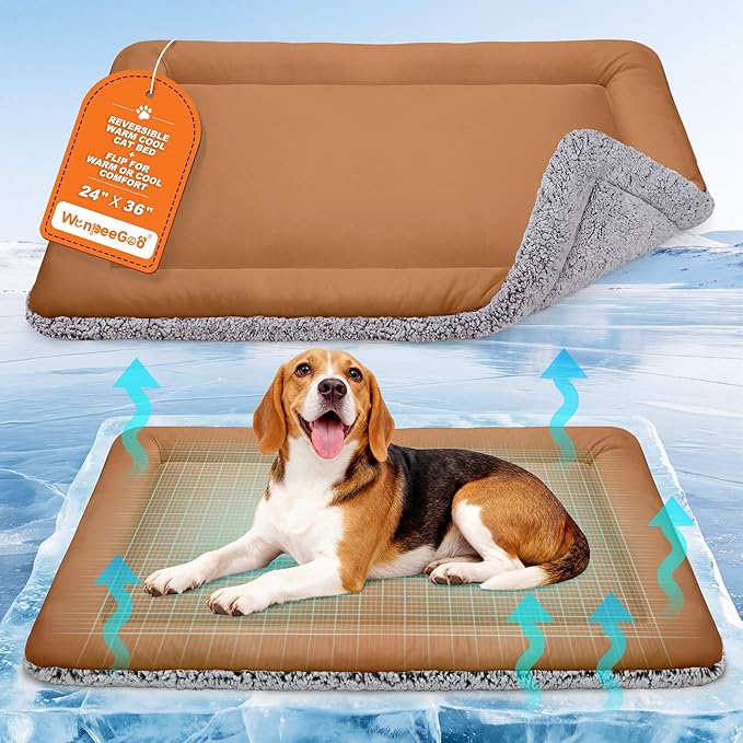 Self Warming Cat Bed, Reversible Warming Cooling Cat Bed, Winter Warm Cats Pad & Summer Cooling Cats Mat, Soft Pet Mat for Kitty & Small Dogs, Perfect for Crates, Beds, Sofas, Dark Brown, 24"x36"