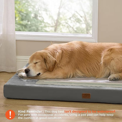 Bedsure ComfyFleece XXL Dog Bed for Crate - Extra Large Orthopedic Pet Beds with Removable Washable Cover, NOT Waterproof Egg Crate Foam Mat, Suitable for Pet Up to 100 lbs, 47x29x4, Not for Chewers